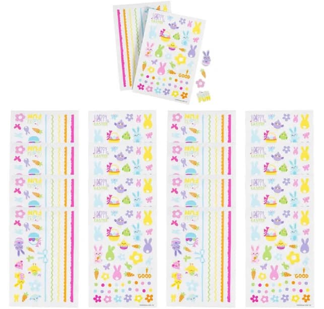 24ct 4" x 6" Easter Whimsy Chick & Bunny Sticker Sheets