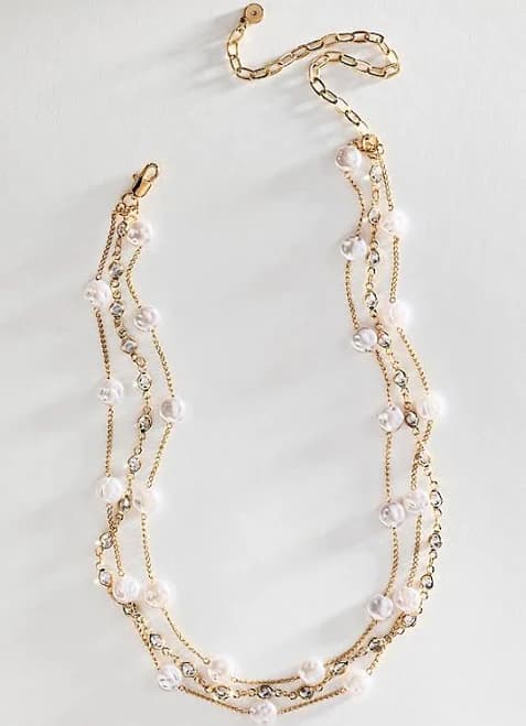 Ettika 18k Gold Plated Layered Pearl Necklace