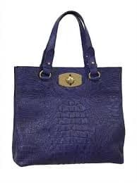 A Royal Blue crocodile-embossed leather Furla handbag with gold-tone hardware.