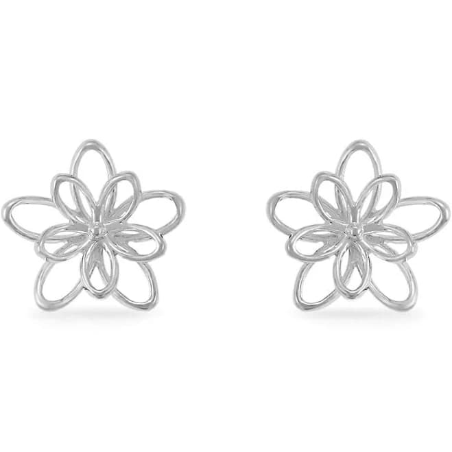 Sterling Silver Wire Flower Stud Earrings