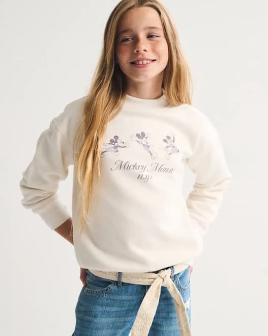 girls abercrombie kids longer-length graphic crew sweatshirt