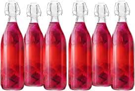 Flip Top Glass Bottle -1 Liter / 33 fl. oz. (Pack of 6) – Swing Brewing with Stopper for Beverages, Oil, Vinegar, Kombucha, Beer, Water, Soda, Kefir Airtight Lid & Leak Proof Cap Clear (SQUARE, 6): Home & Kitchen - Amazon.com