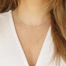 Gold woman necklace with white beads, Dainty beaded necklace, Everyday layered jewelry for woman, Minimalist necklace, Gifts for her