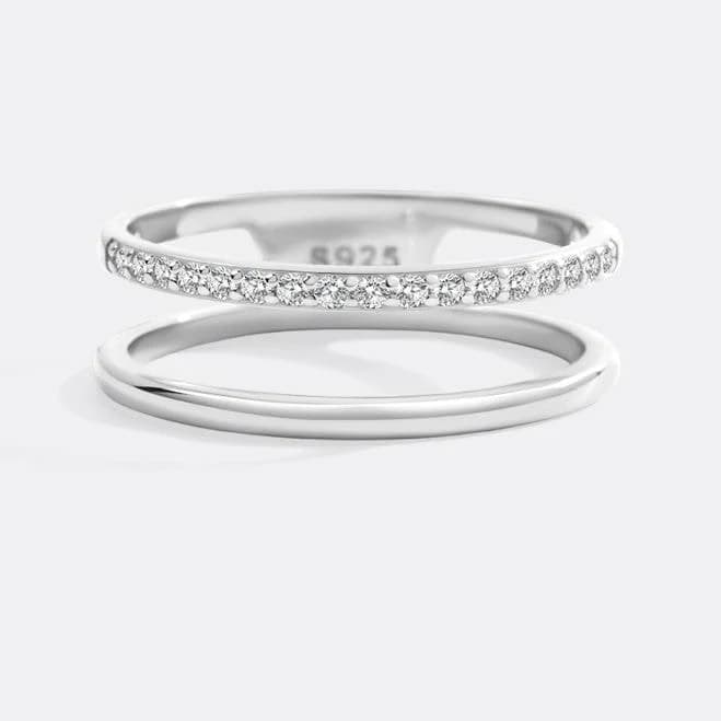 Mint & Lily Women's Double Band Pave Ring in 925 Sterling Silver