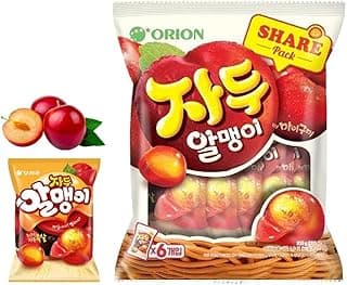 Korean Fruit Jelly Candy – Assorted Chewy Gummy Snacks – 5 Fruity Flavors (Grape, Plum, Lychee, Kiwi, Mango) – Individually Wrapped – Perfect for Kids & Adults – 알맹이젤리 (Plum–1.26oz(36g) × 6pack)