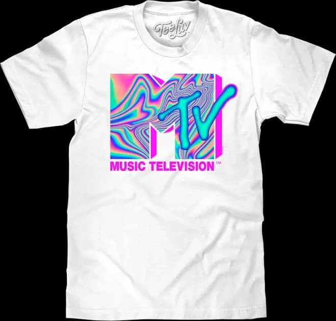 Tee Luv Men's MTV 80s Neon Logo T-Shirt