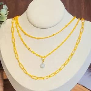 Dainty Gold Beaded Necklace Set