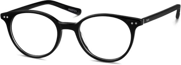 Zenni Round Glasses Black Plastic Full Rim Frame, Universal Bridge Fit, Custom Engraving, Blokz Blue Light Glasses, 4420721