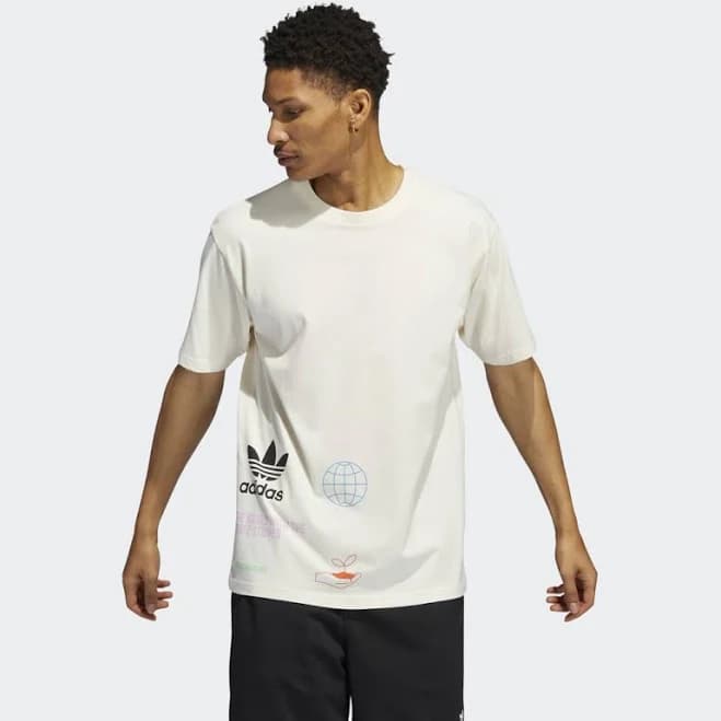 adidas Made with Nature Multi Logo Tee 'Ivory White' HI2963 US