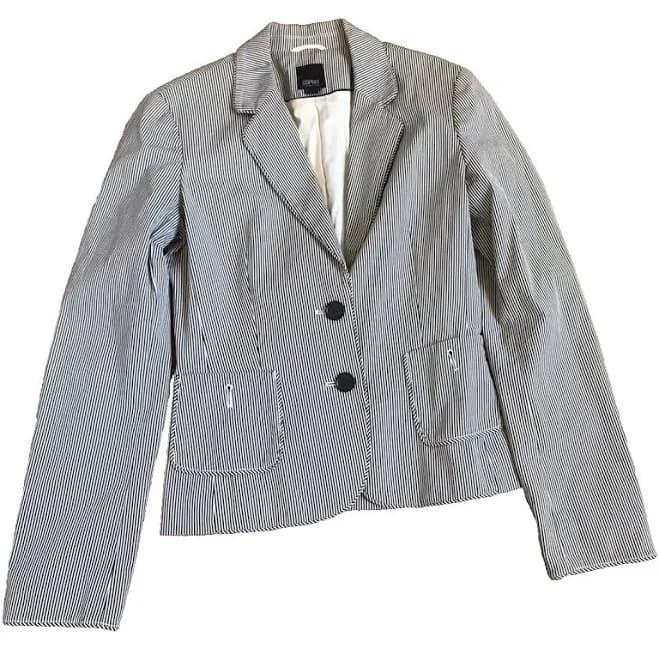 Esprit Women 2 Button Blazer Jacket Size 4 Striped White Business