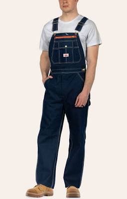 Round House Men's 980 Zipper Fly Blue Denim Bib Overalls