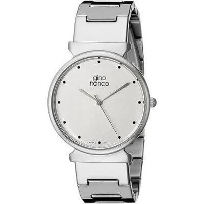 Gino Franco Men's Minimalist Round Stainless Steel Bracelet Watch