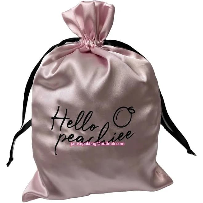 Luxury Satin Hair Extension Bag - Soft Pink Satin Wig Package