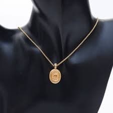 Christian Dior CD Logo Rhinestone Oval Necklace Gold WS11513 – NUIR VINTAGE