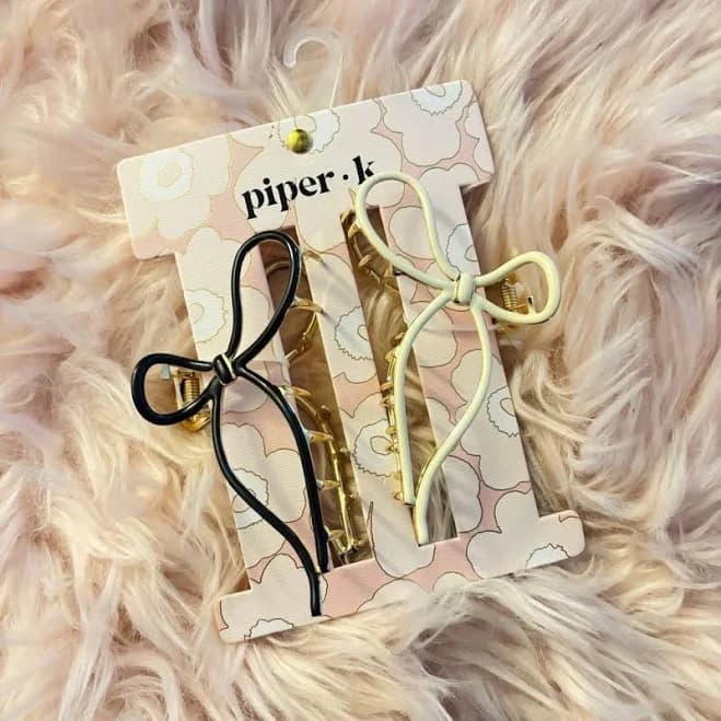 Piper NWT K Bow Classy Hair Clips Set - New Women | Color: Black