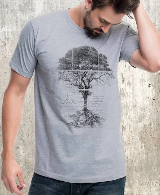 Men's Hand Printed Botanical Tree Anatomy T-Shirt