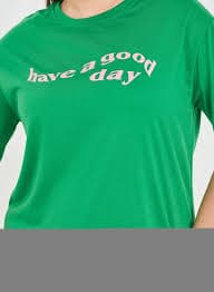 Styli Contrast Slogan Print Drop Shoulder Sleep T-Shirt Dress | Best Price Oman
