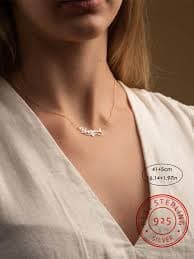 A 925 Sterling Silver Sparkling Diamond Personalized Customized Name Pendant Necklace, A Light Luxury Women's And Men's Jewelry Accessory, A Surprise Gift For Loved Ones, Friends And Family, Minimalist, Elegant And Romantic,