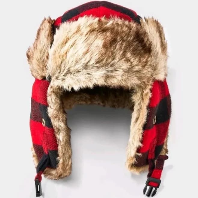 Goodfellow & Co Men's Faux Fur Plaid Trapper Hat