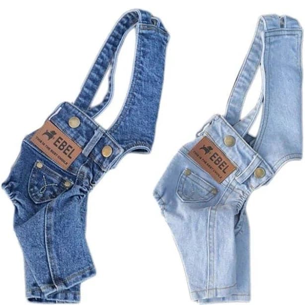 Engineered Denim Jumpsuit for Small Pets