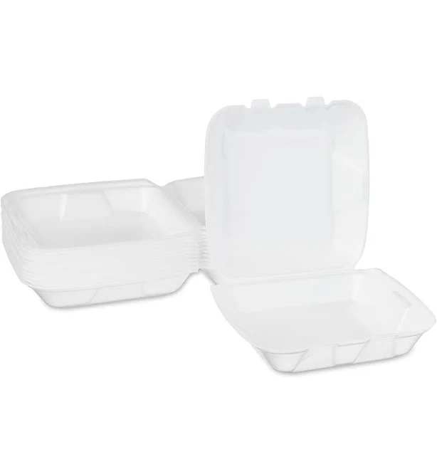 Value Star Foam Disposable 8.5 inch Foam 1 Compartment Hinged Lid Trays