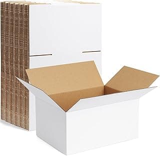 10 Pack 8x6x4 Inch Small Shipping Boxes White Corrugated Cardboard Boxes Mailer for Small Business, Mailing Boxes for Packaging Bulk