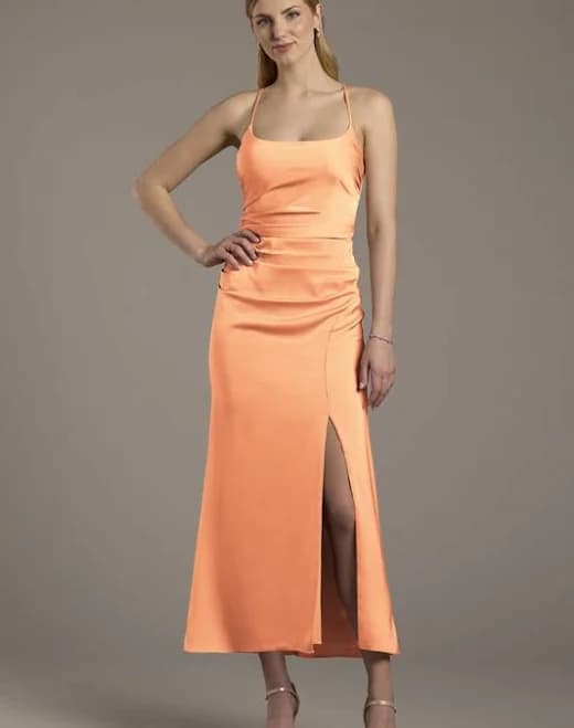 DB Studio Matte Satin Ruched Midi Sheath Dress