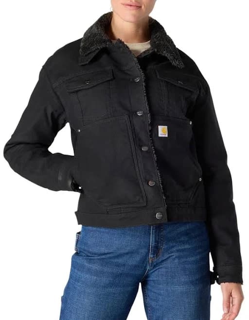 Carhartt Women's Rugged Flex Loose-Fit Sherpa-Lined Canvas Jacket