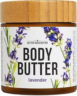 Lavender Body Butter with Shea Butter, Jojoba & Lavender Essential Oil - Natural Lotion for Women, Non-Greasy Moisturizer for Dry Skin, Whipped Body Cream