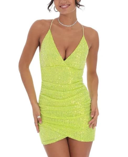 Sequin Ruched Overlay Dress