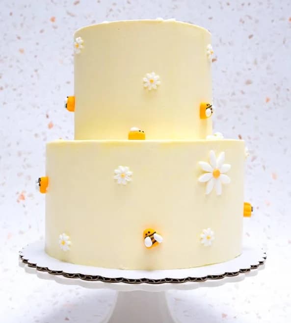 Baby Shower Honey Bee and Daisy Tiered Cake