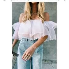Show Me Your MuMu | Tops | Show Me Your Mumu Rossella Ruffle Top In White Organza | Poshmark