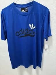 Adidas Originals Blue Black Logo Three Stripes Logo T Shirt Mens Size Large NWT