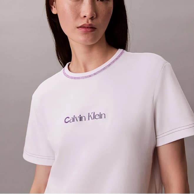 Calvin Klein Women's Slim Embroidered Cotton T-Shirt