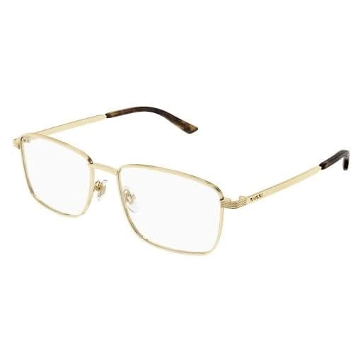 Gucci GG1882O Eyeglasses 002 - Gold - Transparent Men Rectangle - Prescription Eyeglasses (Rx) / Optical Frames