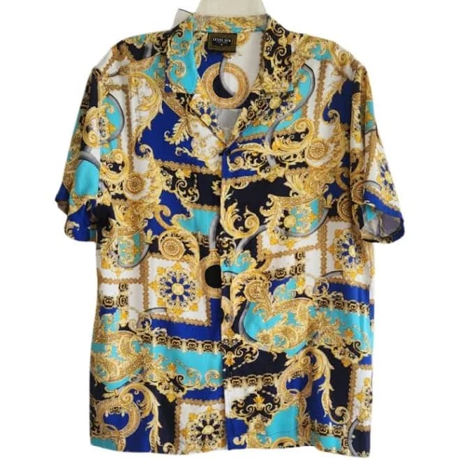 Level Ten Couture Classic Vibrant Baroque Button Shirt