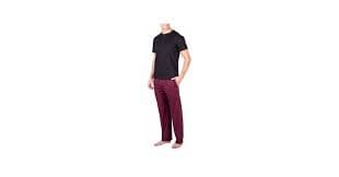 SLEEPHERO Men's Pajama Set – Lightweight Cotton Pants & Short Sleeve Tee – Soft Cotton Blend Year-Round Lounge Set Blue Check Small at Amazon Men's Clothing store