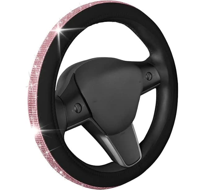 Bdk Bling Bling Glitter Diamond Leather Steering Wheel Cover