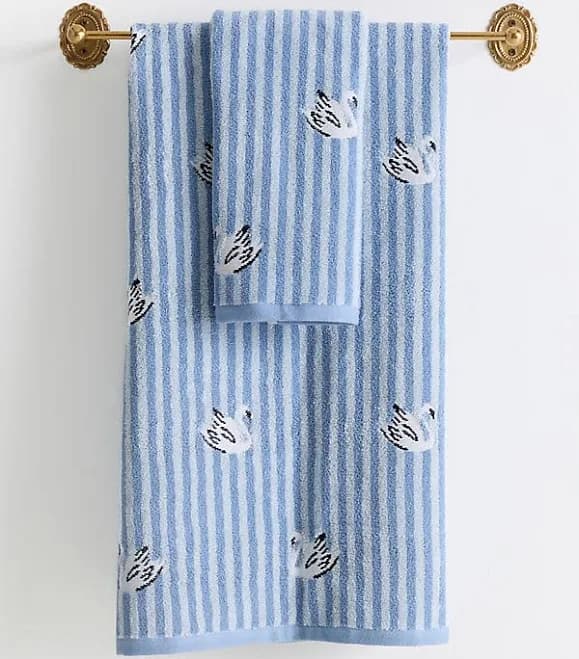 Icon Stripe Cotton Towel Collection by Anthropologie in Blue