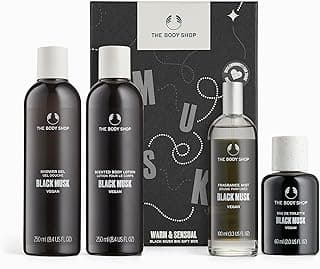 The Body Shop Black Musk Gift Box- 4 Piece Set, Includes Shower Gel, Body Lotion, Fragrance Mist and Eau De Toilette, Vegan
