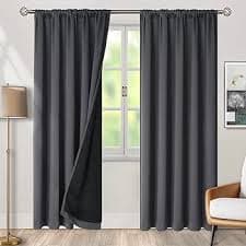 Amazon.com: BGment 100% Blackout 80 Inch Curtains with Thermal Insulation Liner, 52 x 80 Inch Rod Pocket and Back Tab Double Layer Room Darkening Window Treatment Curtain for Living Room (2 Panels,