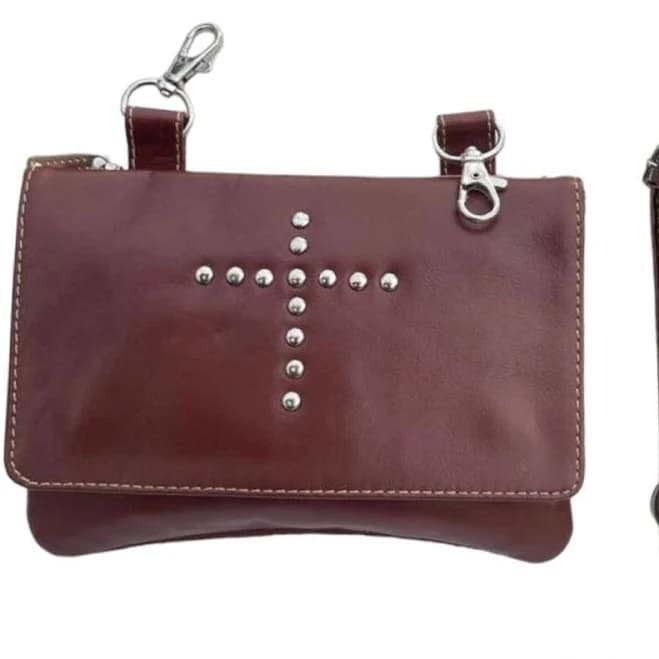 Studded Real Leather Shoulder Pouch