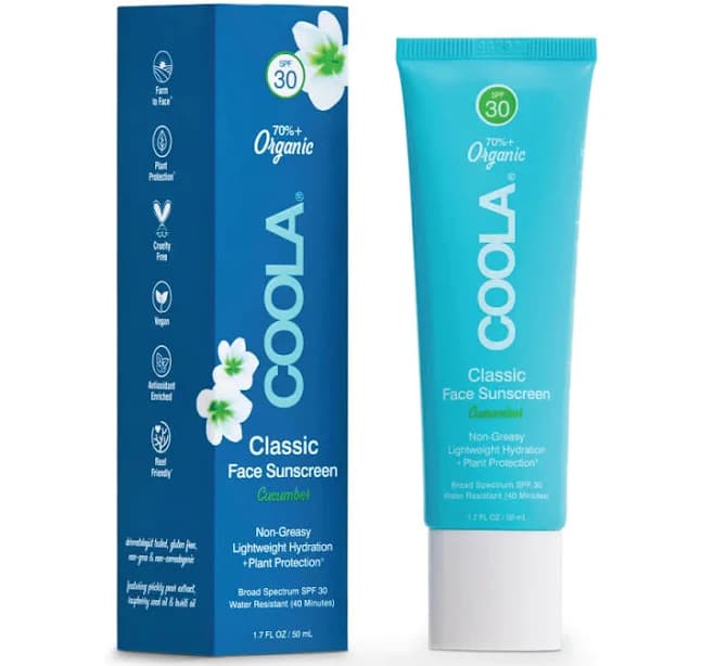 Coola Classic Face Organic Sunscreen Lotion SPF 30 - Cucumber