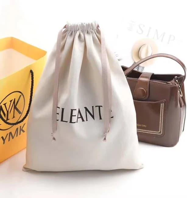 Personalized Cotton Canvas Drawstring Bag: Logo Print Favor Bags