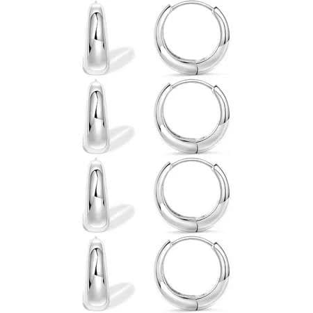 14K Gold Plated Sterling Silver Chunky Huggie Hoop Earrings