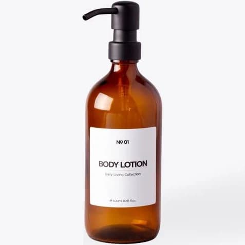 Amber Glass Soap Dispenser with Black Pump Black / Hand Wash