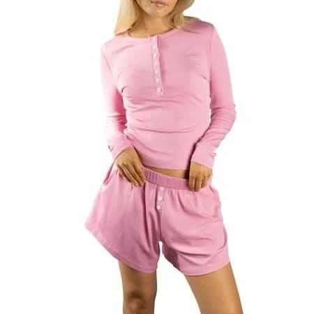 Jess by Meiko Women's Casual Long Sleeve Elastic Waist Outfit Sets