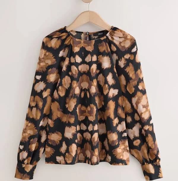 Women's Next Animal Print Long Sleeve Crew Neck Blouse