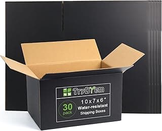 10x7x6 Inch Medium Shipping Boxes 30 Pack, Black Corrugated Cardboard Box, Mailing Packaging Boxes for Small Business