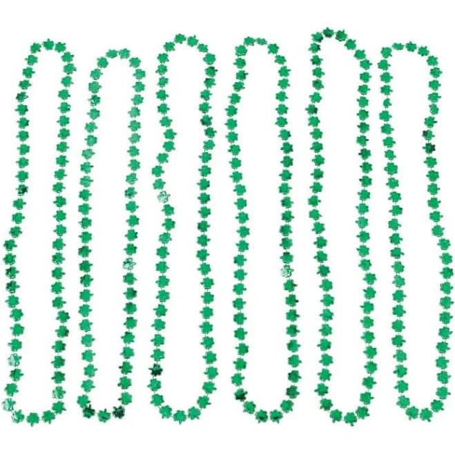 12-Piece Metallic Beaded Shamrock Necklaces